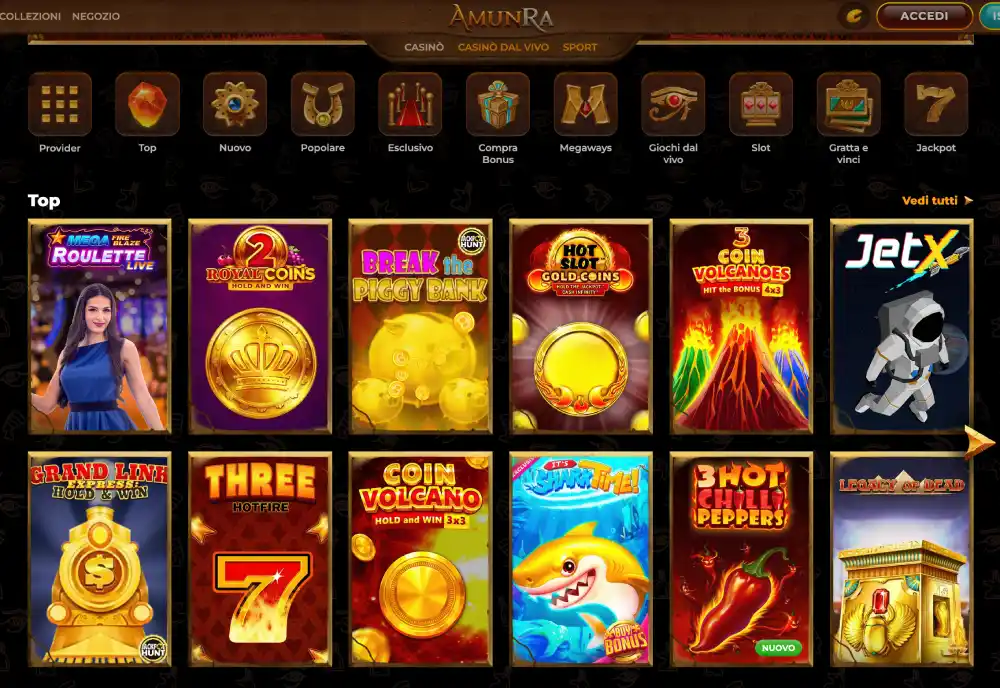 I migliori giochi del casinò AmunRa
